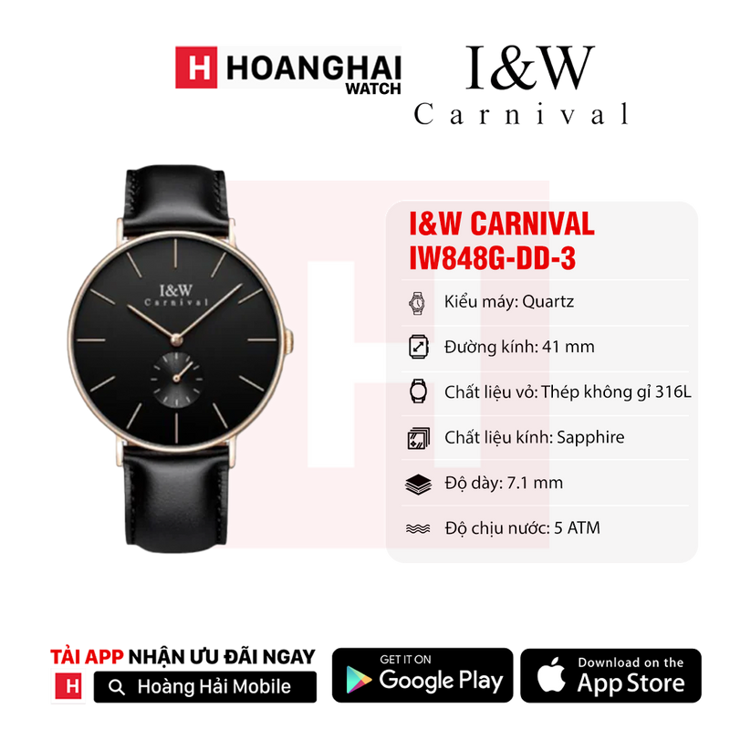 Đồng hồ pin đôi I&W Carnival IW848