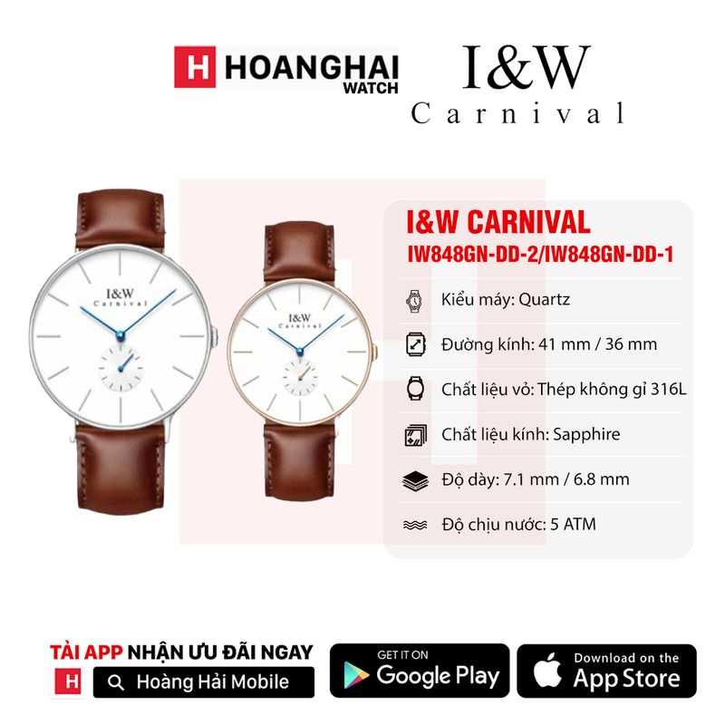 Đồng hồ pin đôi I&W Carnival IW848