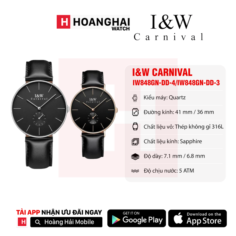 Đồng hồ pin đôi I&W Carnival IW848