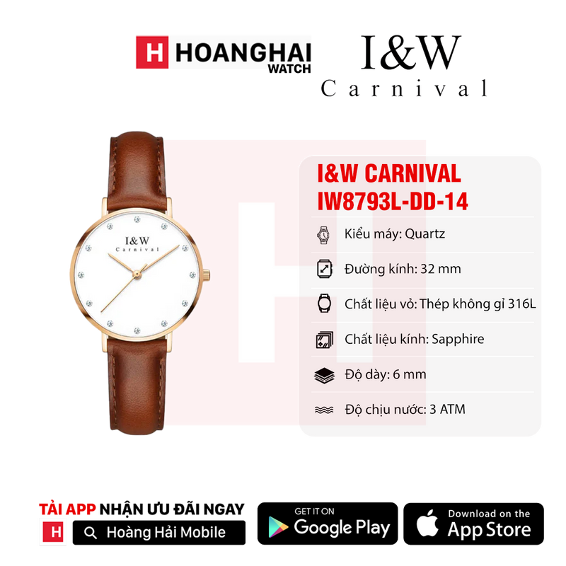 Đồng hồ pin nữ I&W Carnival IW8793
