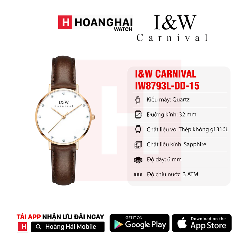 Đồng hồ pin nữ I&W Carnival IW8793