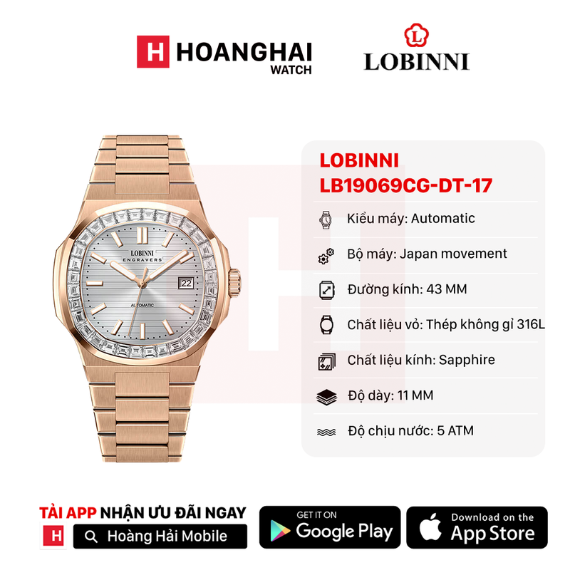 Đồng hồ cơ Lobinni LB19069CG-DT-17