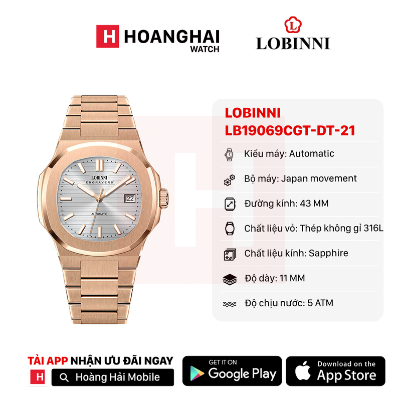 Đồng hồ cơ Lobinni LB19069CGT-DT-21