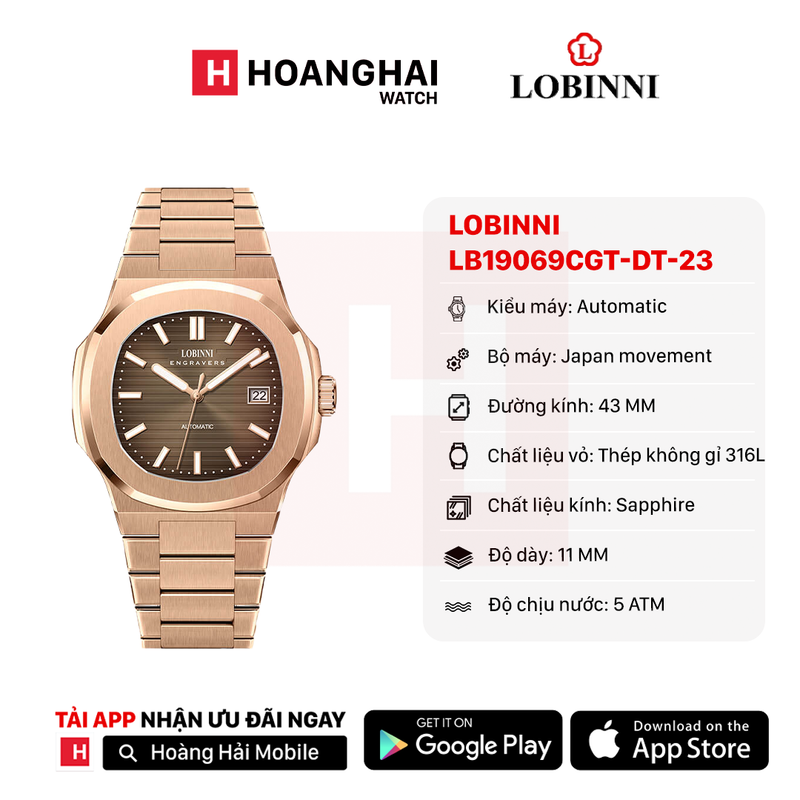 Đồng hồ cơ Lobinni LB19069CGT-DT-23