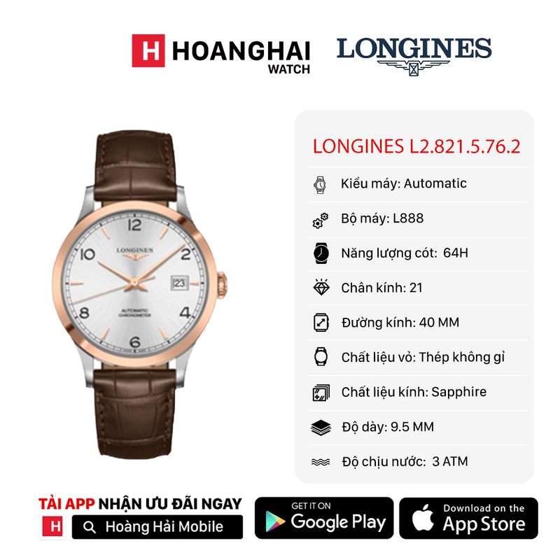 Đồng hồ cơ Longines L2.821.5.76.2