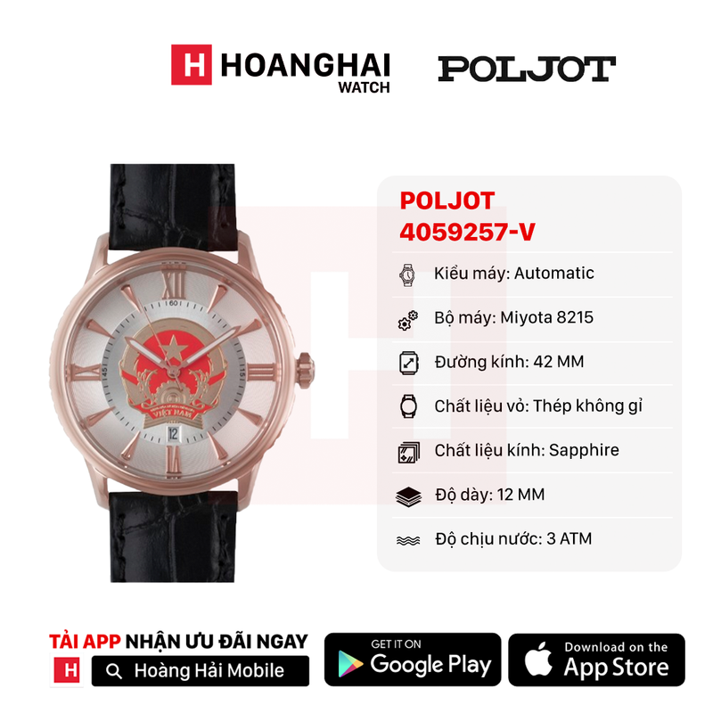 Đồng hồ cơ Nga POLJOT 4059257-V bản Quốc Huy Việt Nam