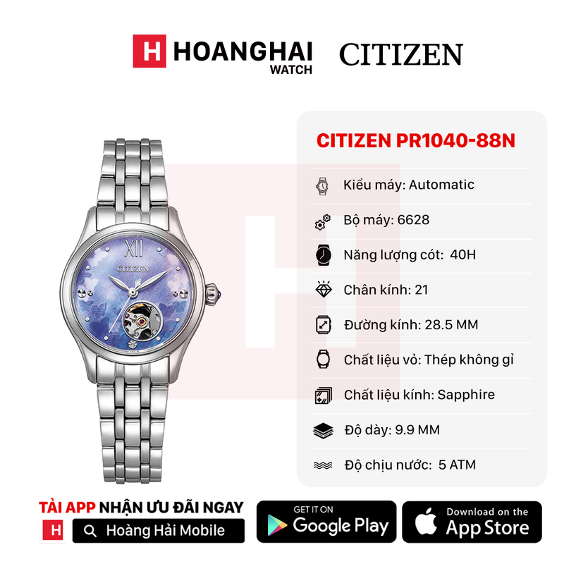 Đồng hồ cơ nữ Citizen PR1040-88N