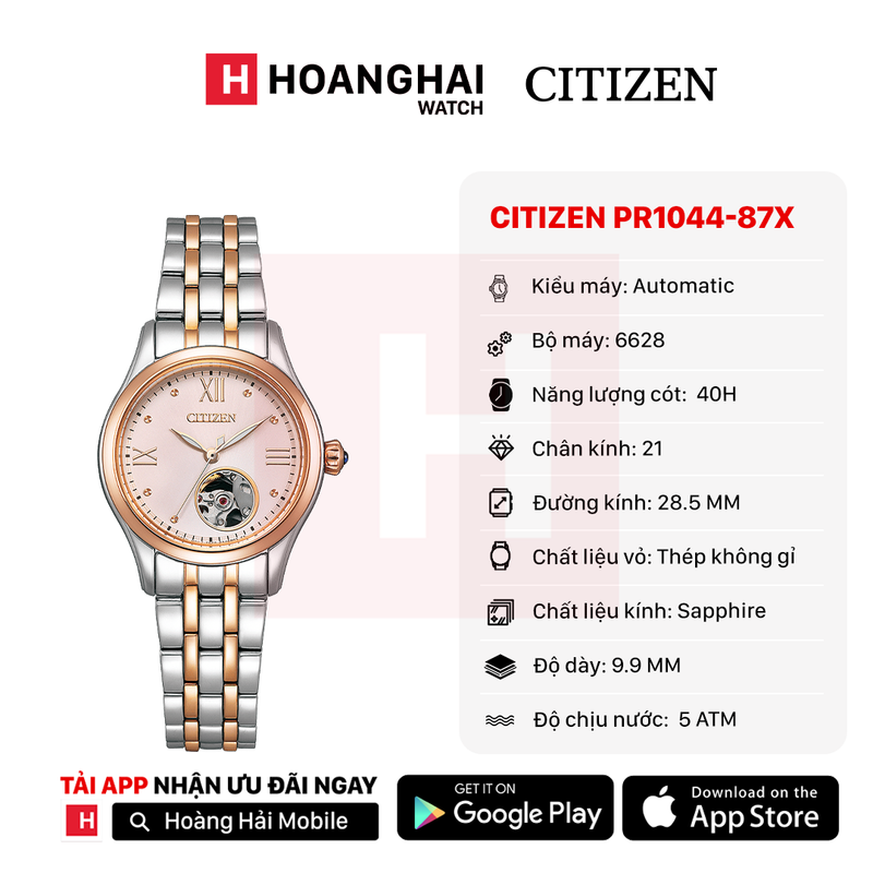 Đồng hồ cơ nữ Citizen PR1044-87X