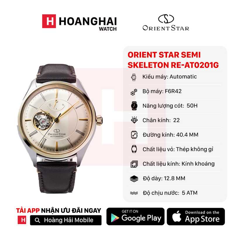 Đồng hồ cơ Orient Star Semi Skeleton RK-AT0201G (Bản nội địa) - Nhận Order