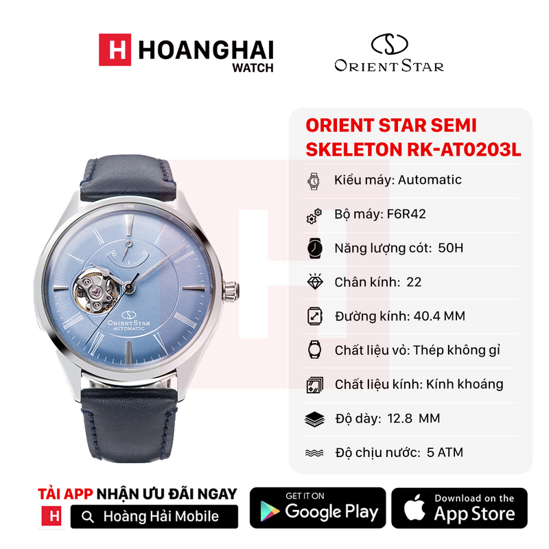 Đồng hồ cơ Orient Star Semi Skeleton RK-AT0203L (Bản nội địa) - Hàng trưng bày