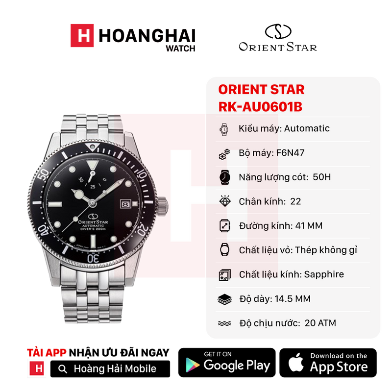 Đồng hồ cơ Orient Star  Diver 1964 2nd Edition F6 Date 200ｍ RK-AU0601B - (Bản nội địa) - Nhận Order