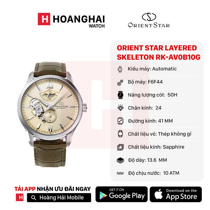 Đồng hồ cơ Orient Star Layered Skeleton RK-AV0B10G - (Bản nội địa)
