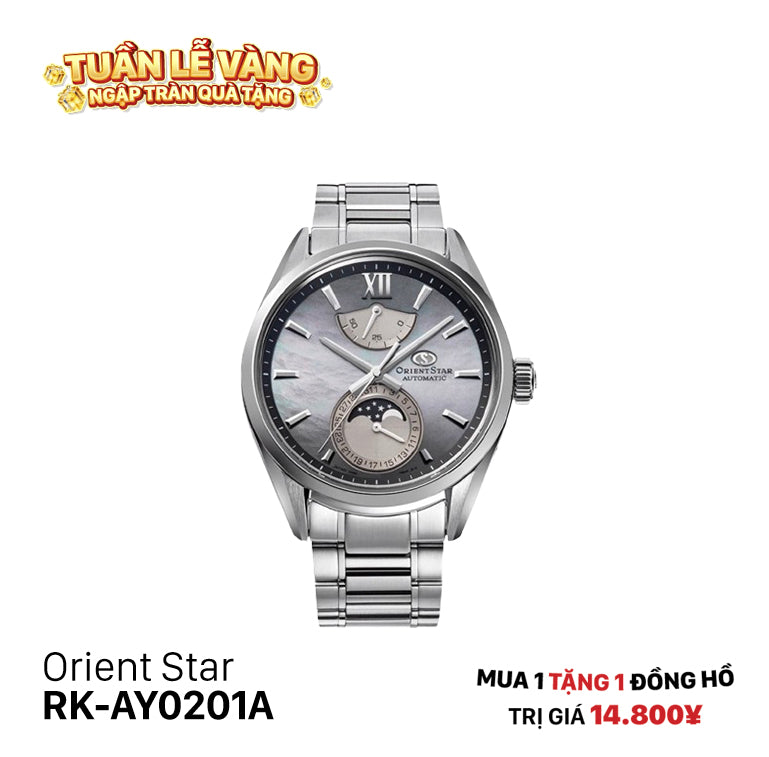 Đồng hồ cơ Orient Star Mechanical Moon Phase M34 F7  RK-AY0201A (Bản nội địa)