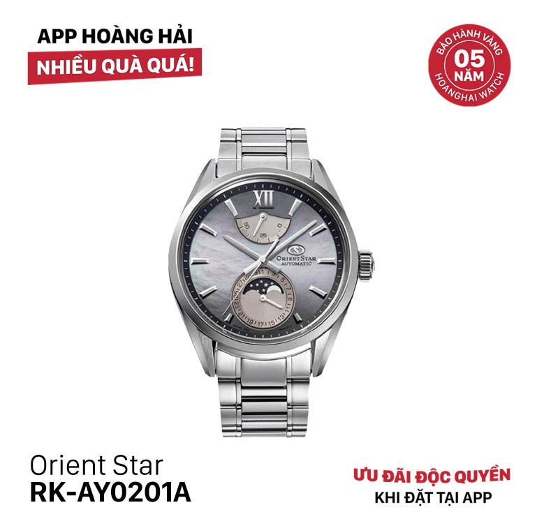Đồng hồ cơ Orient Star Mechanical Moon Phase M34 F7  RK-AY0201A (Bản nội địa)