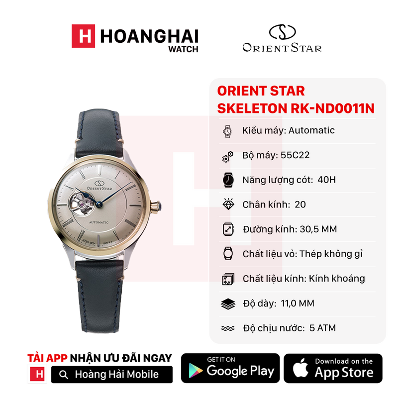 Đồng hồ cơ nữ Orient Star Semi-Skeleton RK-ND0011N (Bản nội địa)