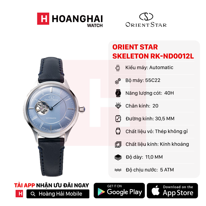 Đồng hồ cơ nữ Orient Star Semi-Skeleton RK-ND0012L (Bản nội địa)
