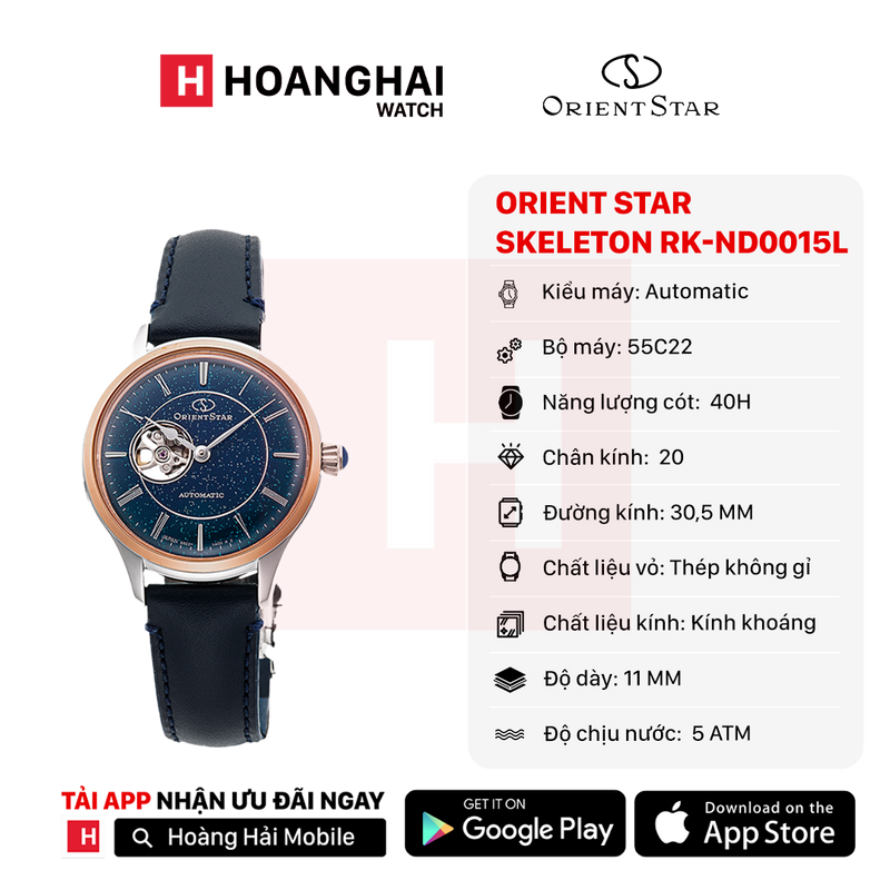 Đồng hồ cơ nữ Orient Star Classic Semi-Skeleton RK-ND0015L (Bản nội địa)