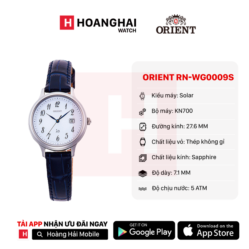 Đồng hồ năng lượng mặt trời nữ Orient iO Natural & Plain RN-WG0009S