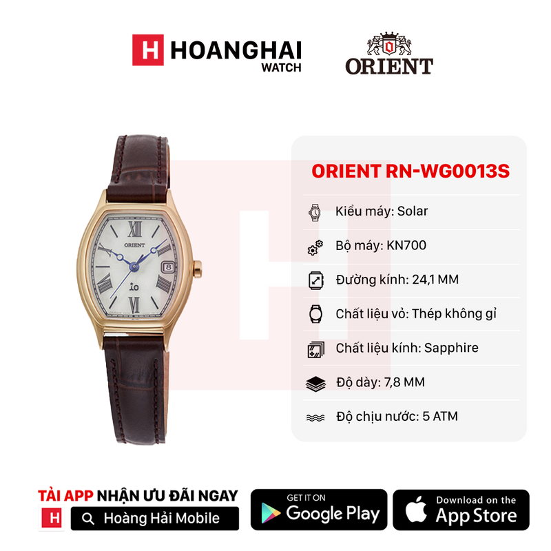 Đồng hồ năng lượng mặt trời nữ Orient iO Natural & Plain RN-WG0013S