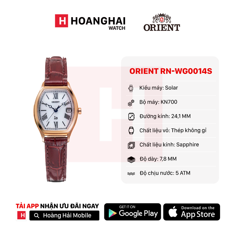 Đồng hồ năng lượng mặt trời nữ Orient iO Natural & Plain RN-WG0014S