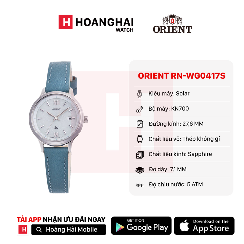 Đồng hồ năng lượng mặt trời nữ Orient iO Natural & Plain RN-WG0417S