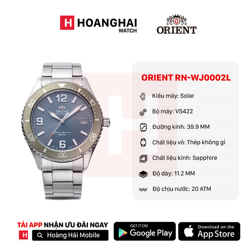 Đồng hồ năng lượng mặt trời Orient Mako 40 RN-WJ0002L