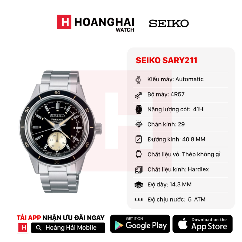 Đồng hồ cơ Seiko Pressage Style60's SARY211 - Hàng trưng bày