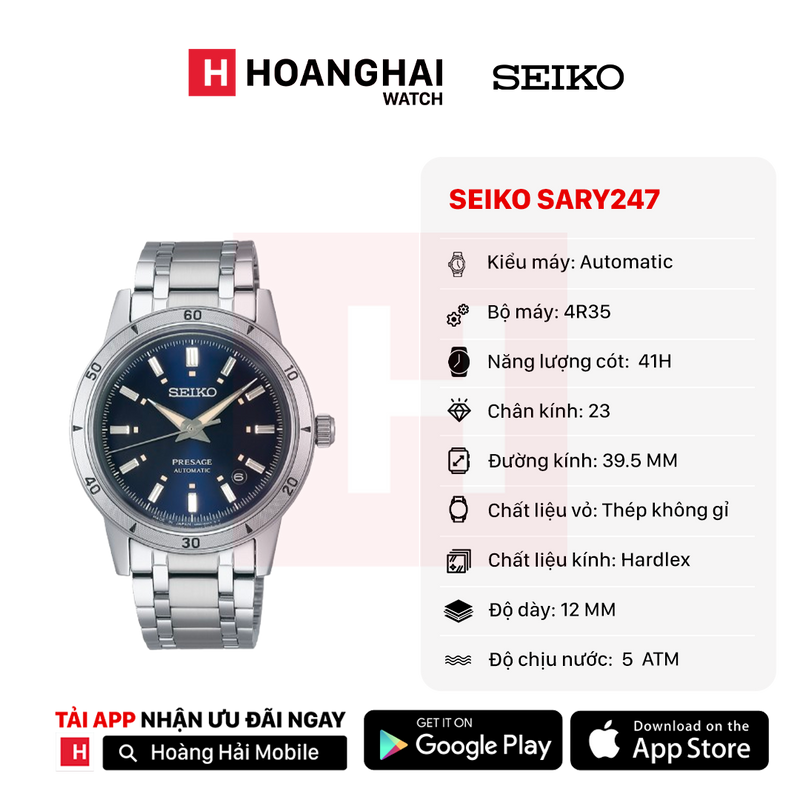 Đồng hồ cơ Seiko Pressage Style60's SARY247
