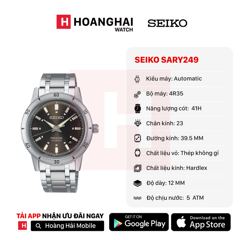 Đồng hồ cơ Seiko Pressage Style60's SARY249