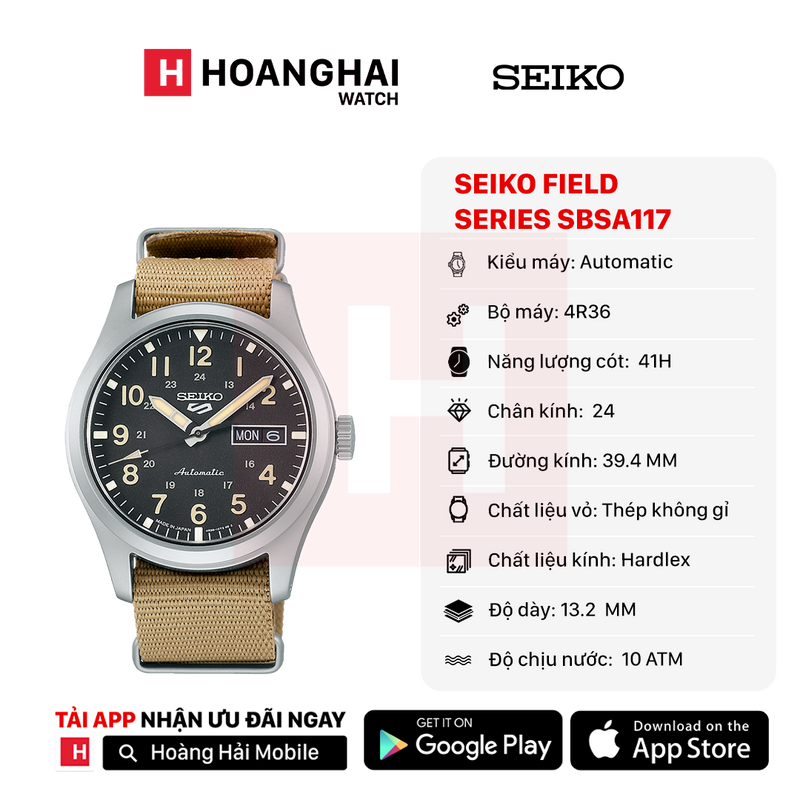 Đồng hồ cơ Seiko Field series SBSA117 - Nhận Order