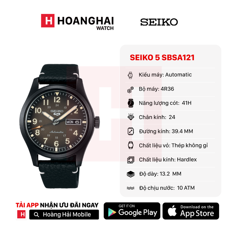 Đồng hồ cơ Seiko 5 Field series SBSA121