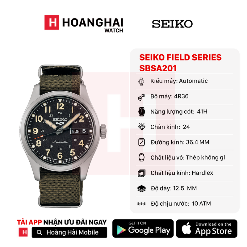 Đồng hồ cơ Seiko Field series SBSA201 - Nhận Order