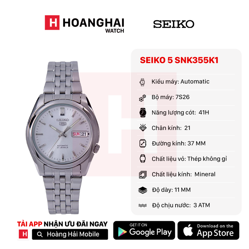 Đồng hồ cơ Seiko 5 SNK355K1