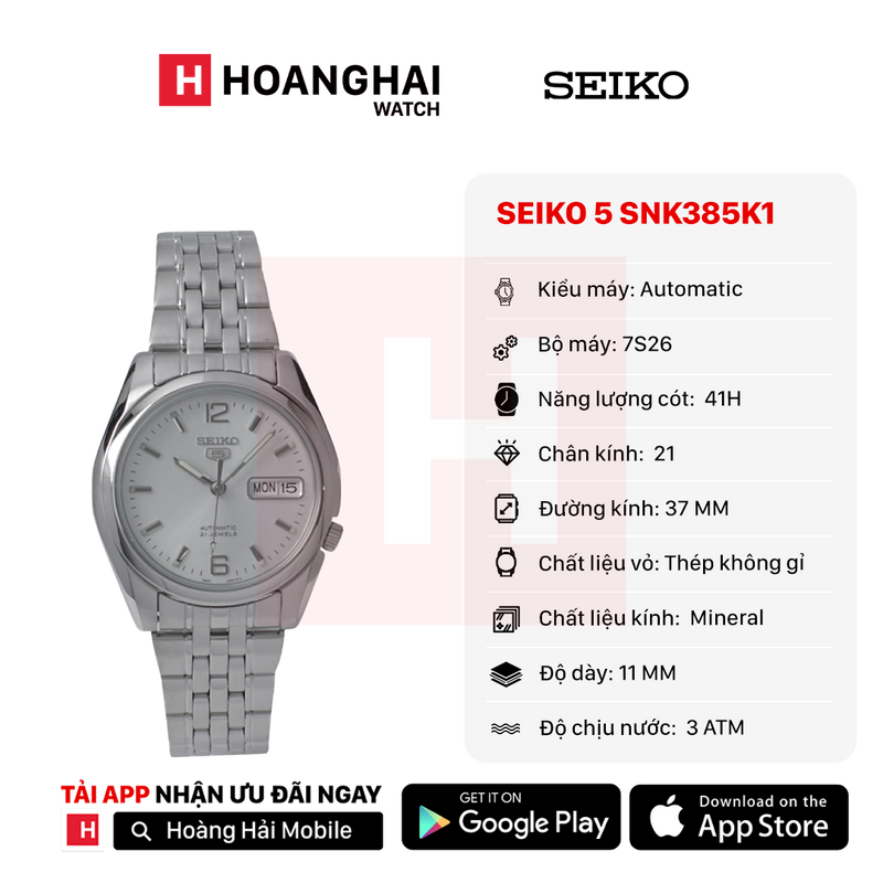 Đồng hồ cơ Seiko 5 SNK385K1