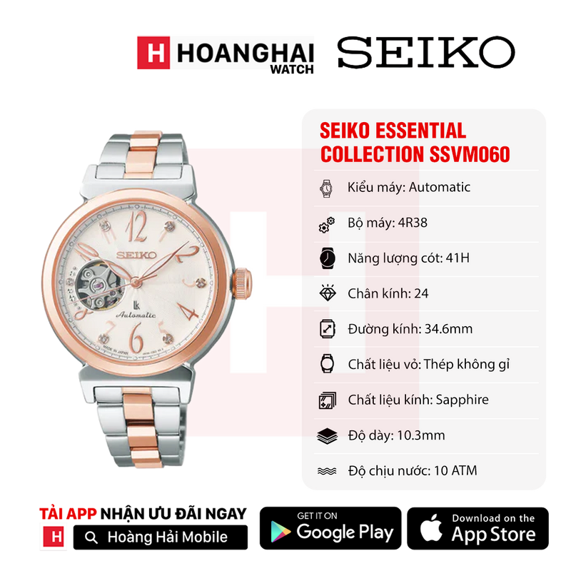 Đồng hồ cơ nữ Seiko Essential Collection SSVM060