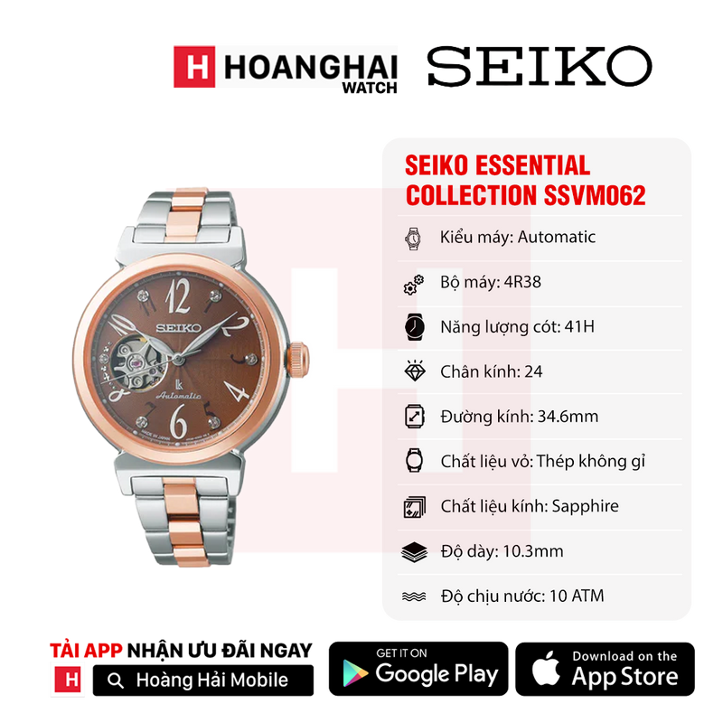Đồng hồ cơ nữ Seiko Essential Collection SSVM062 - Nhận Order