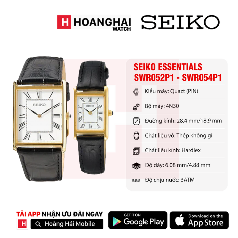 Đồng hồ đôi Seiko Essentials SWR052P1 - SWR054P1