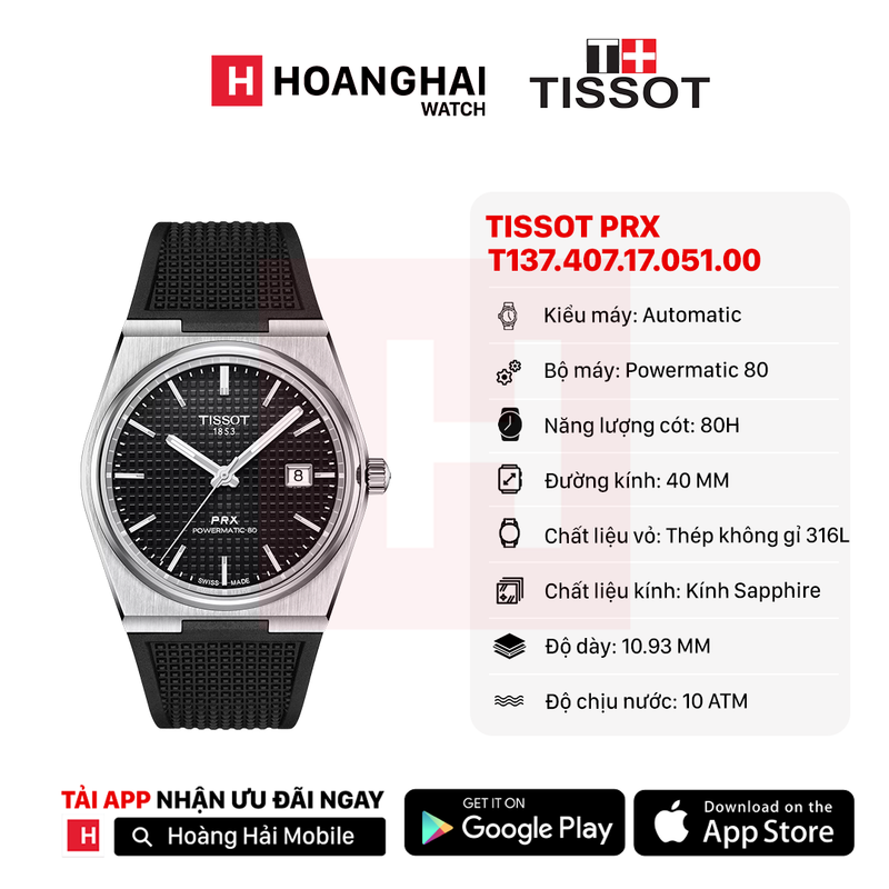 Đồng hồ cơ TISSOT PRX T137.407.17.051.00