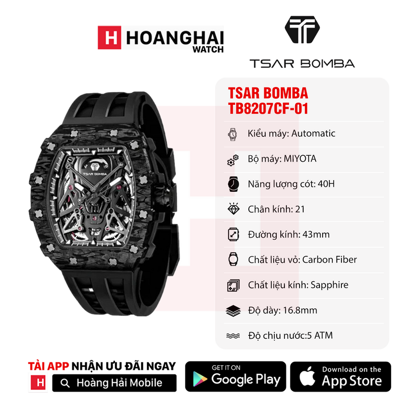Đồng hồ cơ Tsar Bomba TB8207CF-01