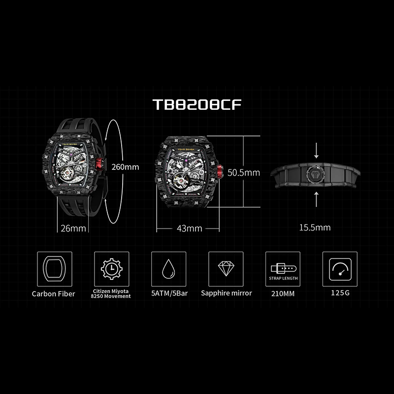 Đồng hồ cơ Tsar Bomba TB8208CF-08