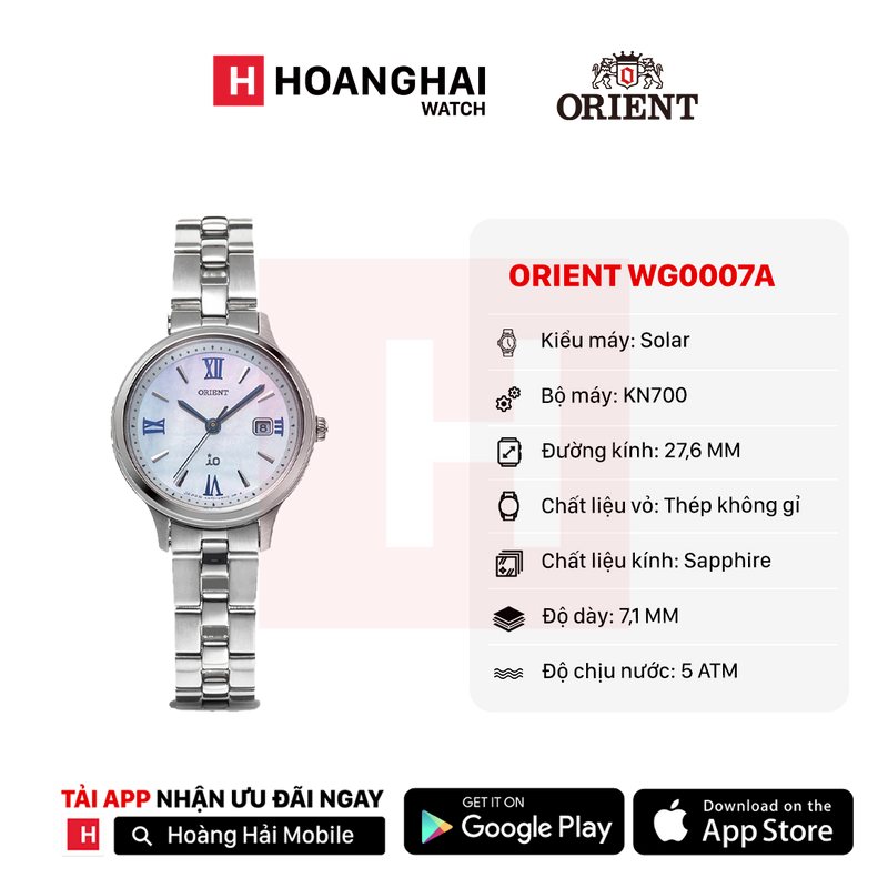 Đồng hồ năng lượng mặt trời nữ Orient iO Natural & Plain RN-WG0007A