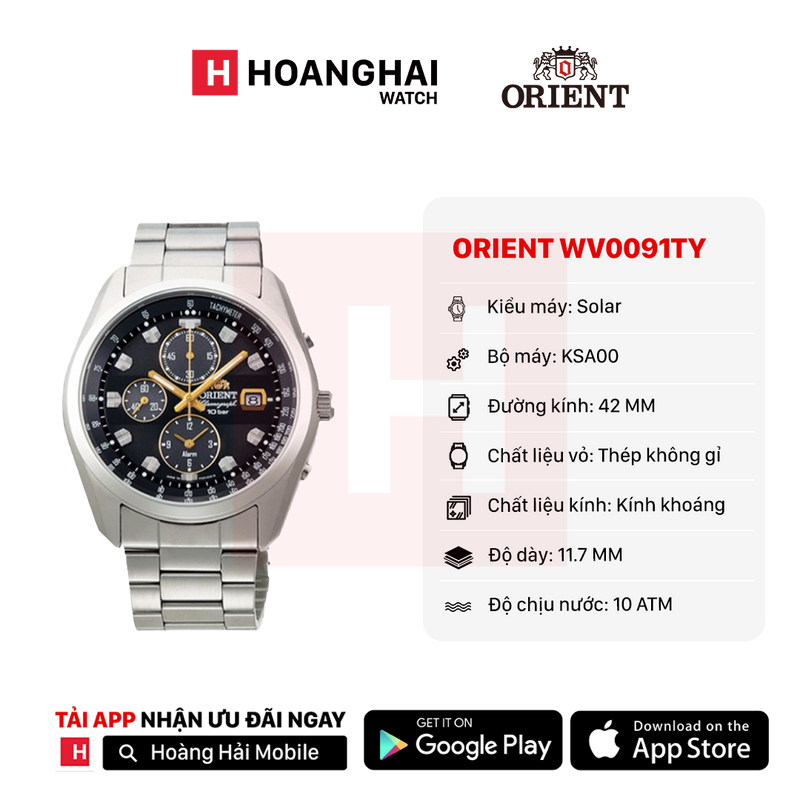 Đồng hồ năng lượng mặt trời Orient Sports WV0091TY