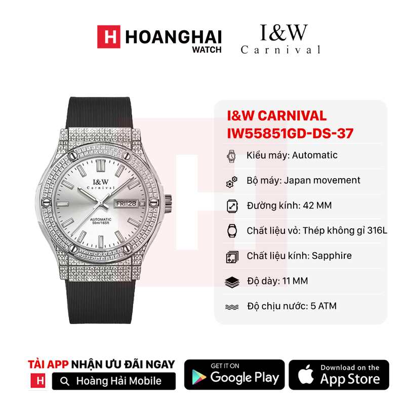 Đồng hồ cơ I&W Carnival IW55851GD-DS-37